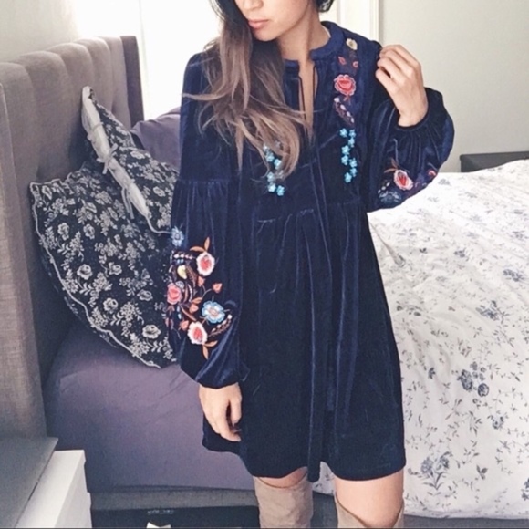 TRIBAL NATIVE BOHO GYPSY HIPPIE VELVET DRESS - Picture 5 of 8